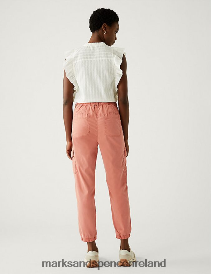 Marks & Spencer Women Lyocell Rich Cargo Tea Dyed Trousers Soft Orange Clothing 2VJ8DF617