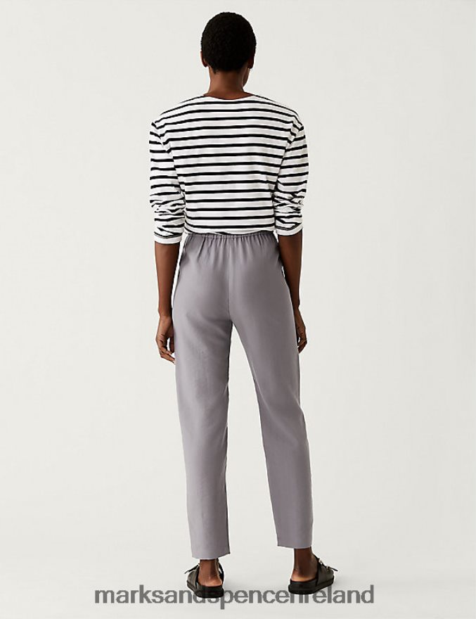 Marks & Spencer Women Lyocell Rich Tapered Ankle Grazer Trousers Mid Grey Clothing 2VJ8DF734