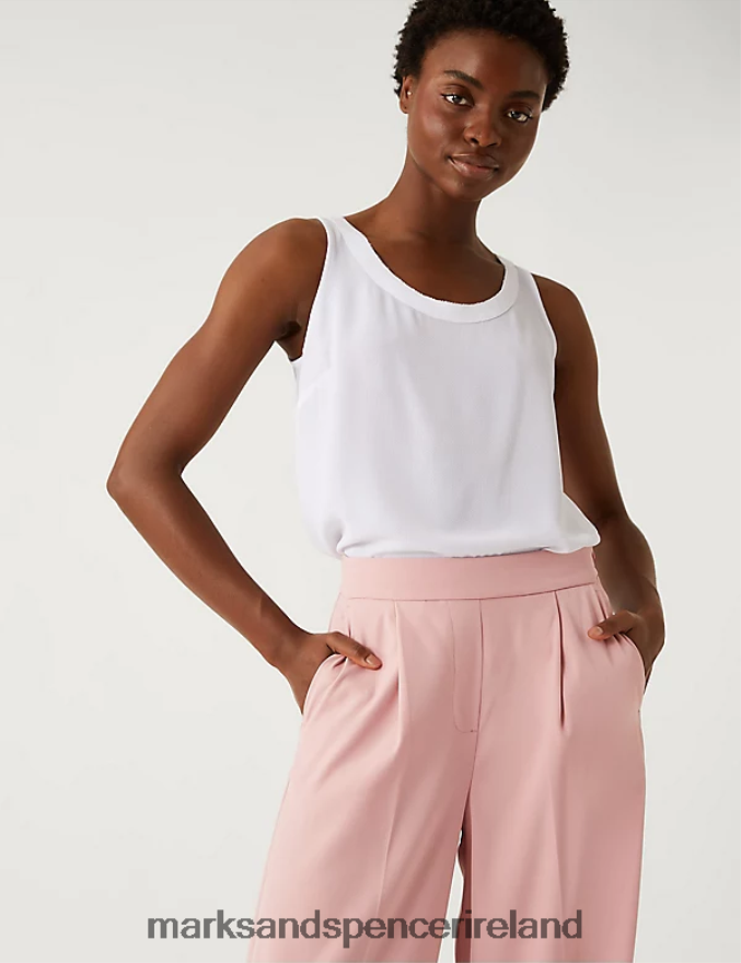 Marks & Spencer Women Satin Twill Wide Leg Trousers Antique Rose Clothing 2VJ8DF2698