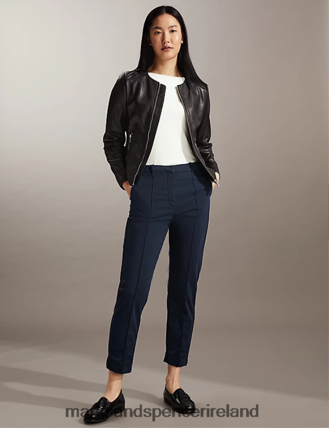 Marks & Spencer Women Slim Fit Cropped Chinos Navy Clothing 2VJ8DF2471