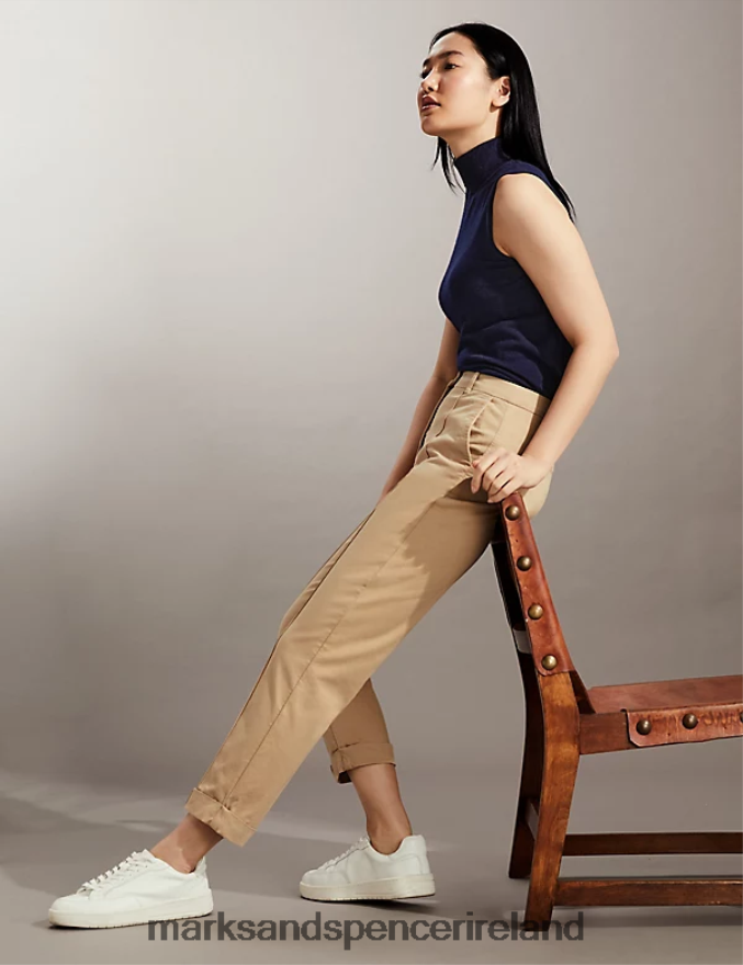 Marks & Spencer Women Slim Fit Cropped Chinos Stone Clothing 2VJ8DF2126