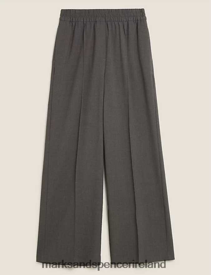 Marks & Spencer Women Wide Leg Trousers Charcoal Clothing 2VJ8DF870