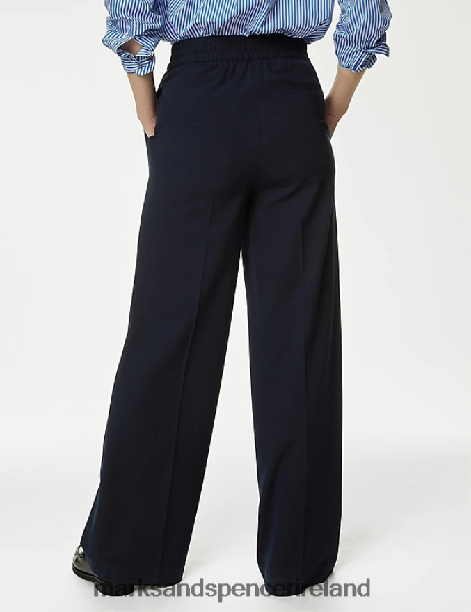 Marks & Spencer Women Wide Leg Trousers Dark Navy Clothing 2VJ8DF491