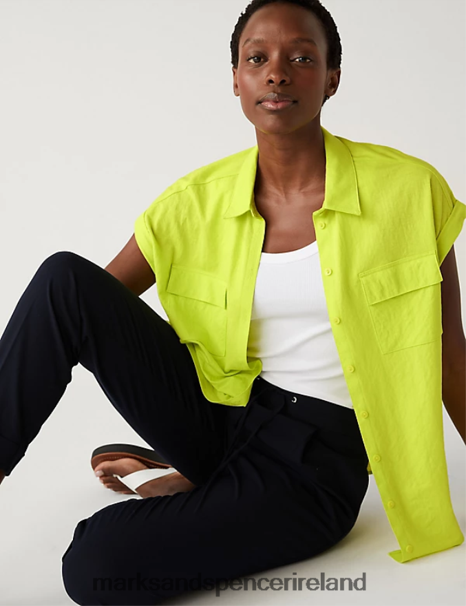 Marks & Spencer Women Jersey Regular Fit Shirt Limeade Clothing 2VJ8DF3041
