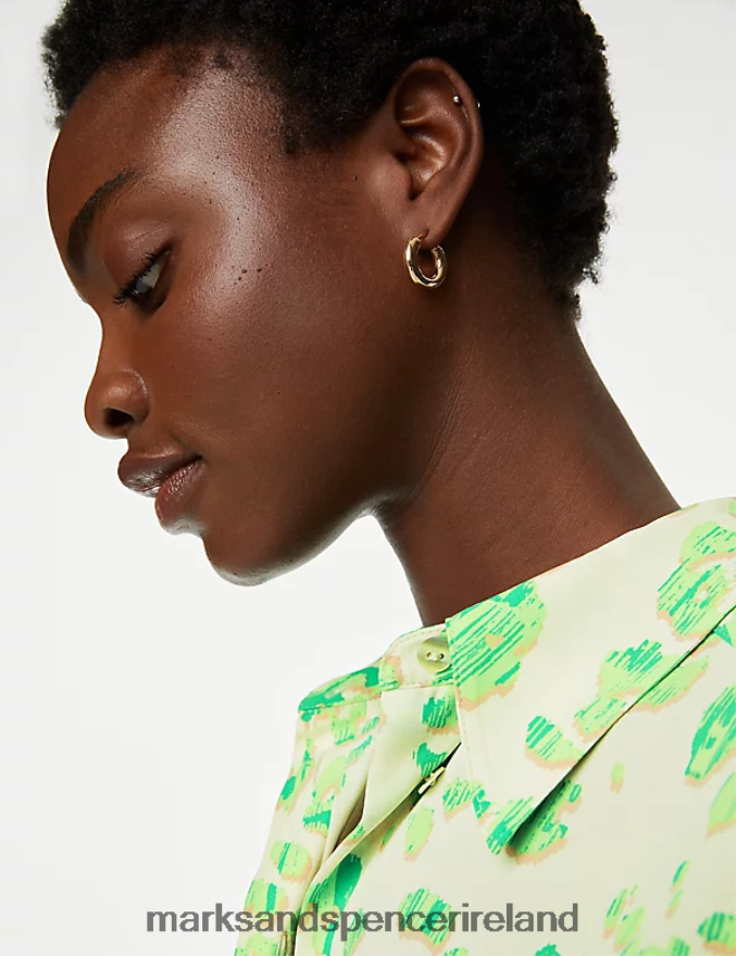 Marks & Spencer Women Printed Collared Shirt Green Mix Clothing 2VJ8DF486