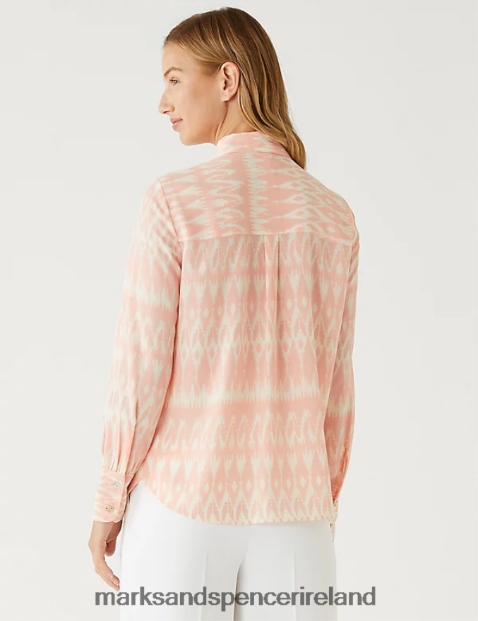 Marks & Spencer Women Printed Collared Shirt Light Pink Mix Clothing 2VJ8DF1131