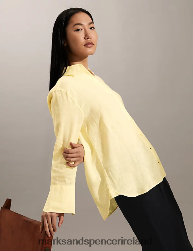 Marks & Spencer Women Pure Linen Shirt White Clothing 2VJ8DF1708