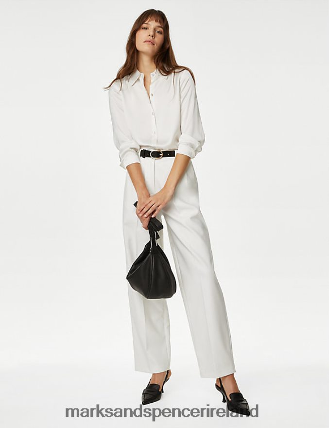Marks & Spencer Women Satin Shirt Ivory Clothing 2VJ8DF411