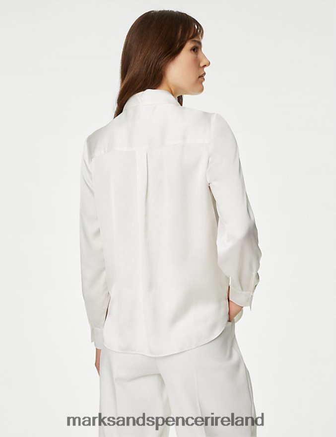 Marks & Spencer Women Satin Shirt Ivory Clothing 2VJ8DF411