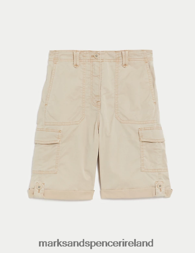 Marks & Spencer Women Lyocell Rich Cargo Tea Dyed Shorts Sand Clothing 2VJ8DF961