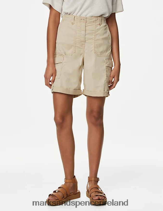 Marks & Spencer Women Lyocell Rich Cargo Tea Dyed Shorts Sand Clothing 2VJ8DF961