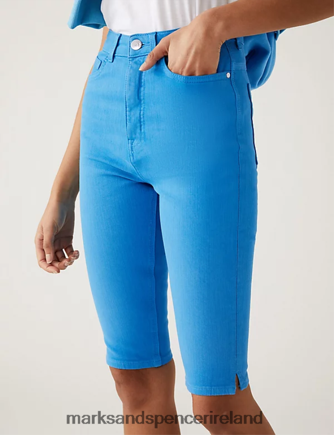 Marks & Spencer Women Magic Shaping Denim Knee Length Shorts Lagoon Clothing 2VJ8DF2976