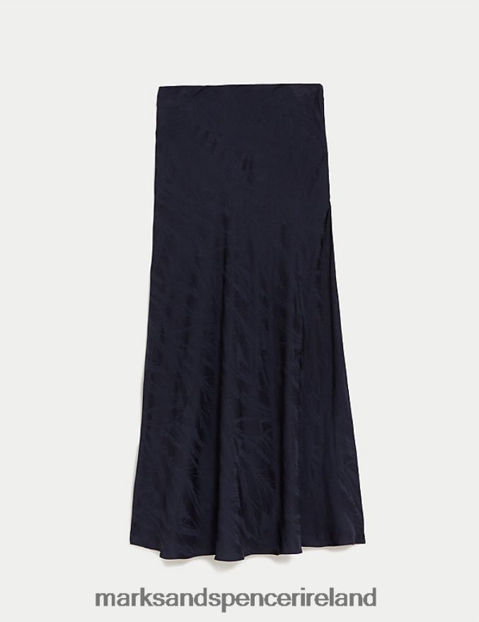 Marks & Spencer Women Floral Jacquard Maxi Slip Skirt Dark Navy Clothing 2VJ8DF911