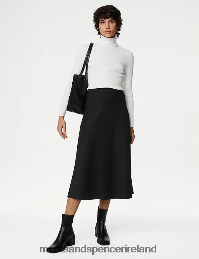 Marks & Spencer Women Jersey Midi Circle Skirt Black Clothing 2VJ8DF1742