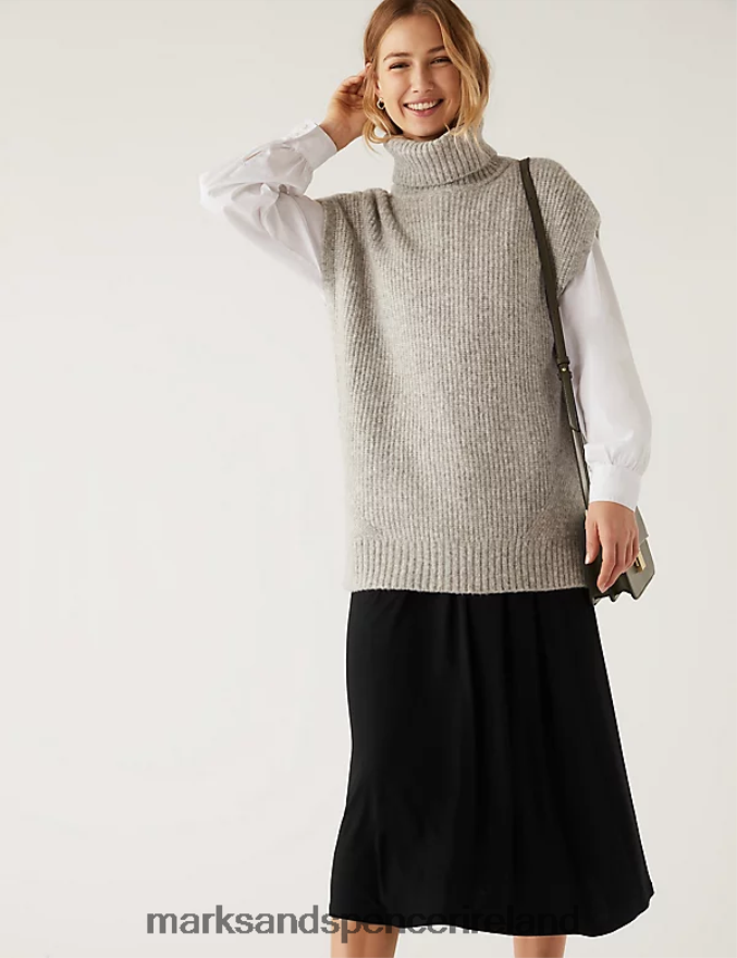 Marks & Spencer Women Jersey Midi Circle Skirt Black Clothing 2VJ8DF2521