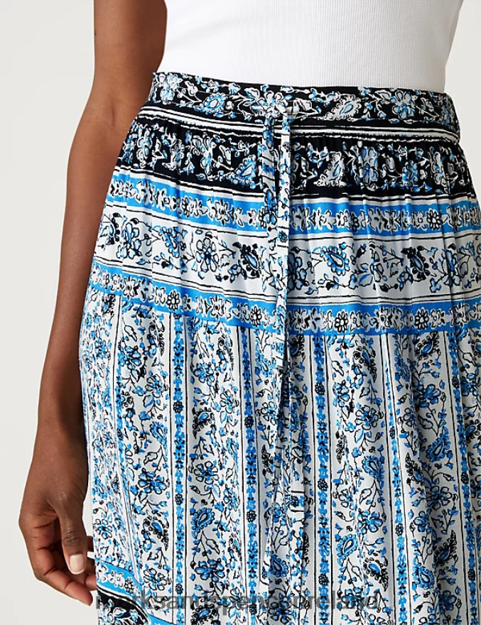 Marks & Spencer Women Printed Maxi Tiered Skirt Blue Mix Clothing 2VJ8DF1917