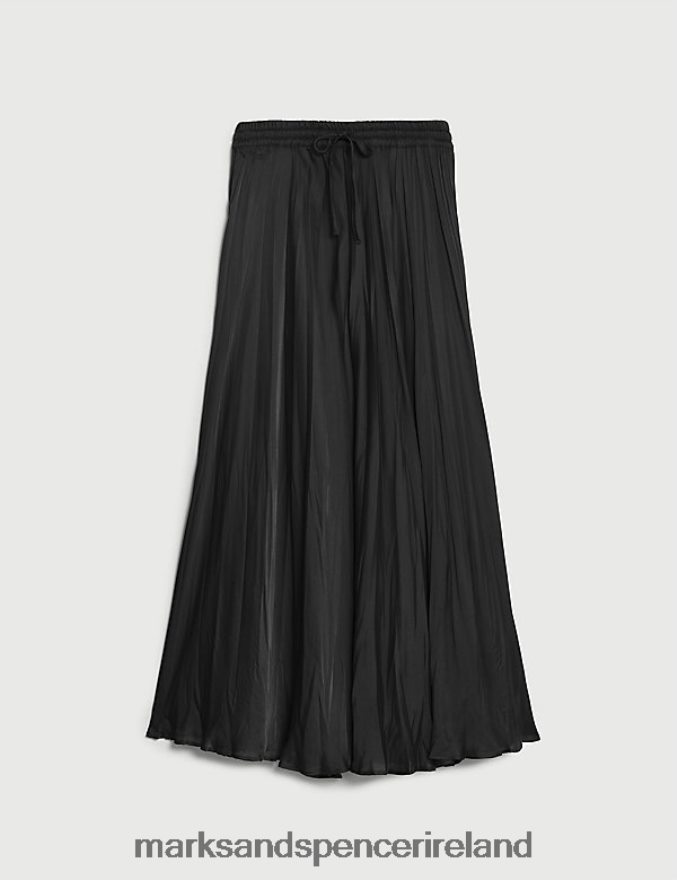 Marks & Spencer Women Satin Midaxi A-Line Skirt Black Clothing 2VJ8DF717