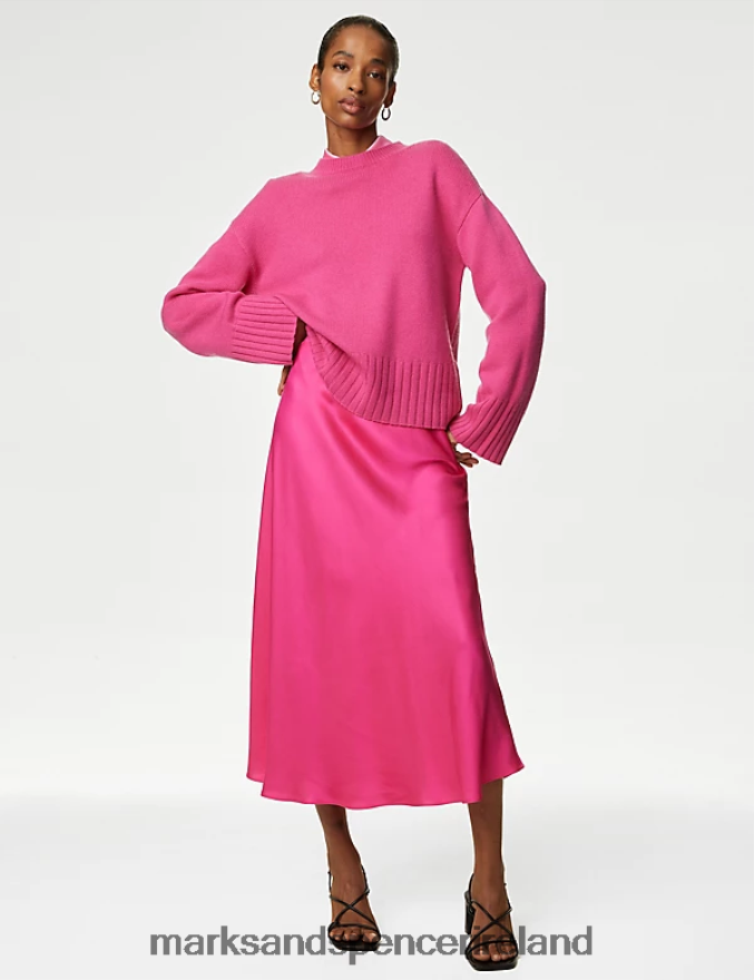 Marks & Spencer Women Satin Midaxi Slip Skirt Peony Clothing 2VJ8DF3294