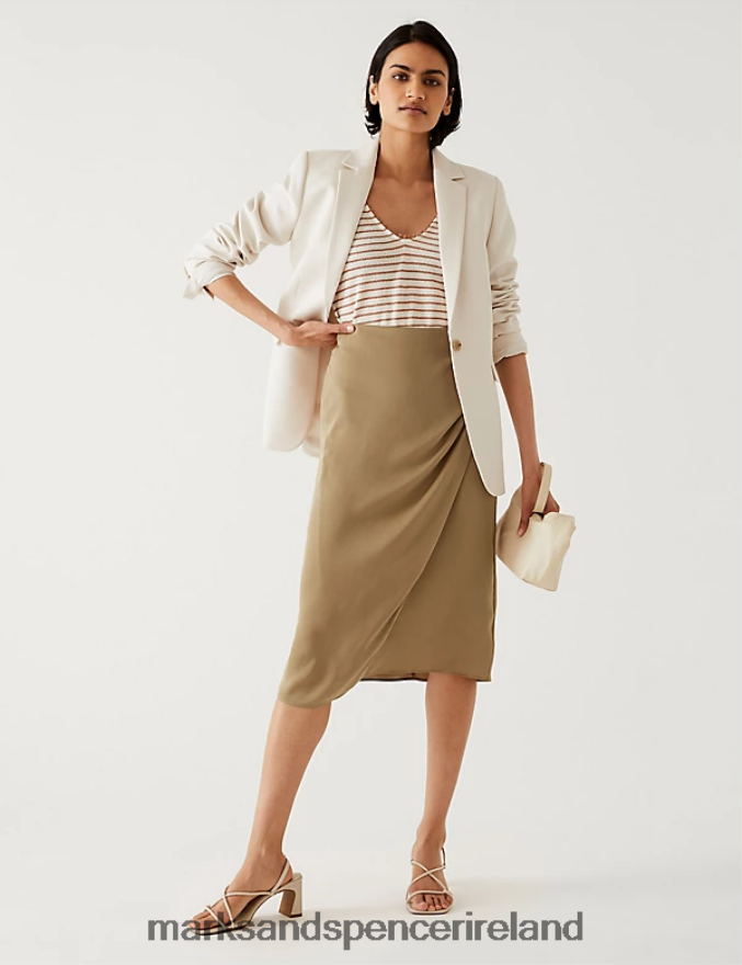 Marks & Spencer Women Satin Midaxi Wrap Skirt Spice Clothing 2VJ8DF2603