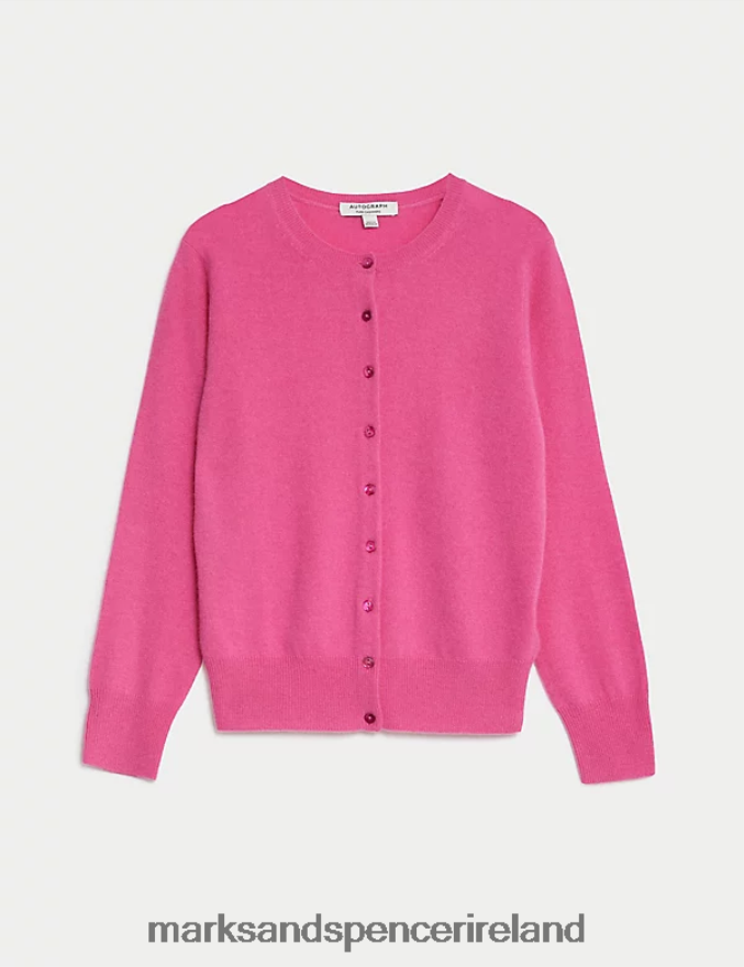 Marks & Spencer Women Pure Cashmere Crew Neck Cardigan Blossom Clothing 2VJ8DF2905