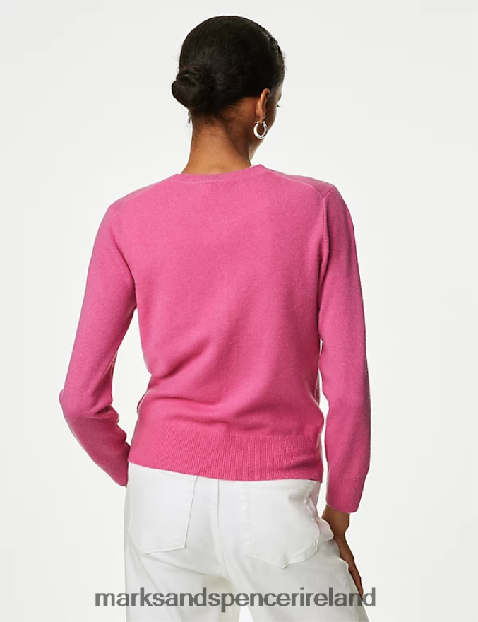 Marks & Spencer Women Pure Cashmere Crew Neck Cardigan Blossom Clothing 2VJ8DF2905