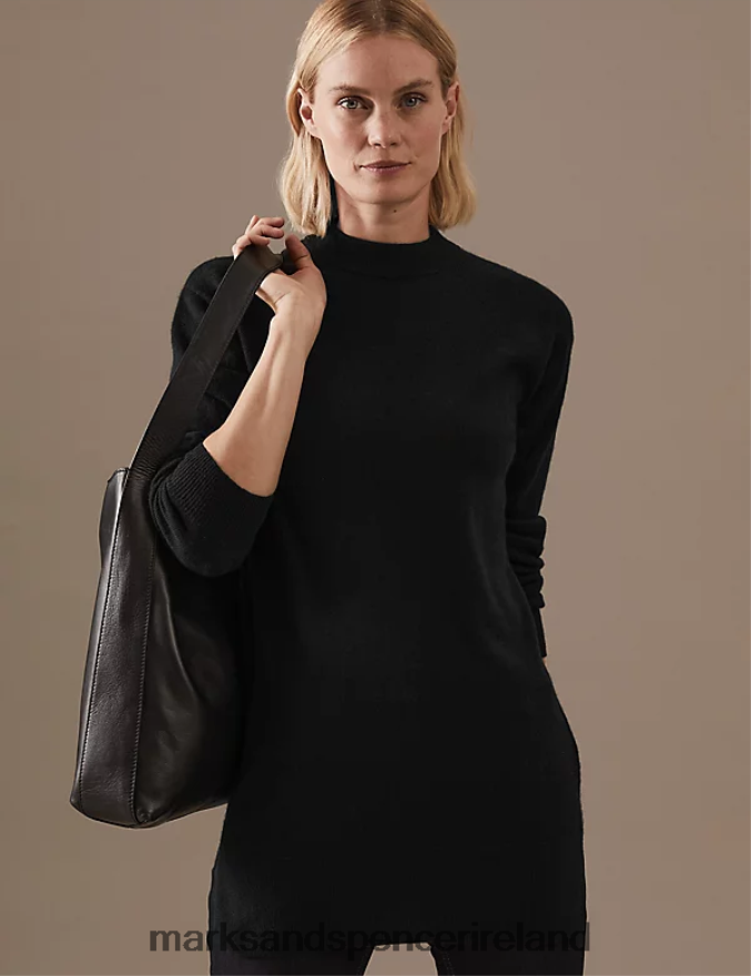 Marks & Spencer Women Pure Cashmere Longline Jumper Black Clothing 2VJ8DF3206