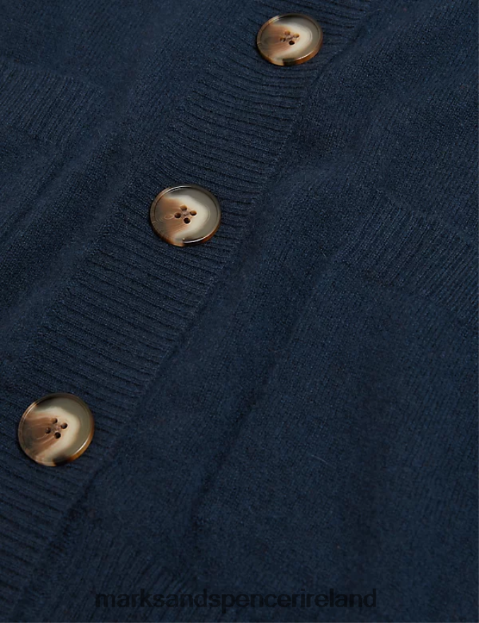 Marks & Spencer Women Pure Cashmere V-Neck Button Front Cardigan Navy Clothing 2VJ8DF1632