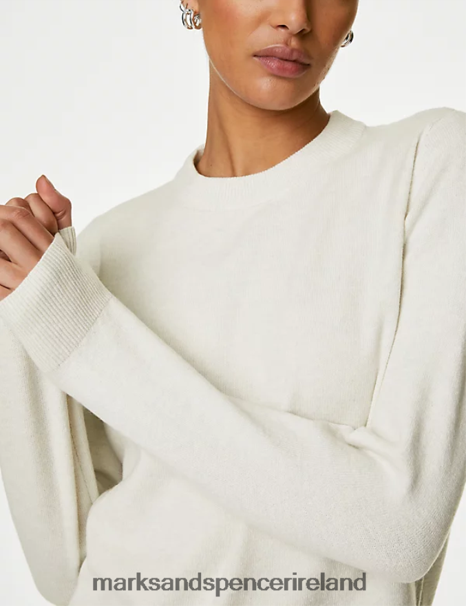 Marks & Spencer Women Recycled Blend Crew Neck Jumper Light Natural Clothing 2VJ8DF498