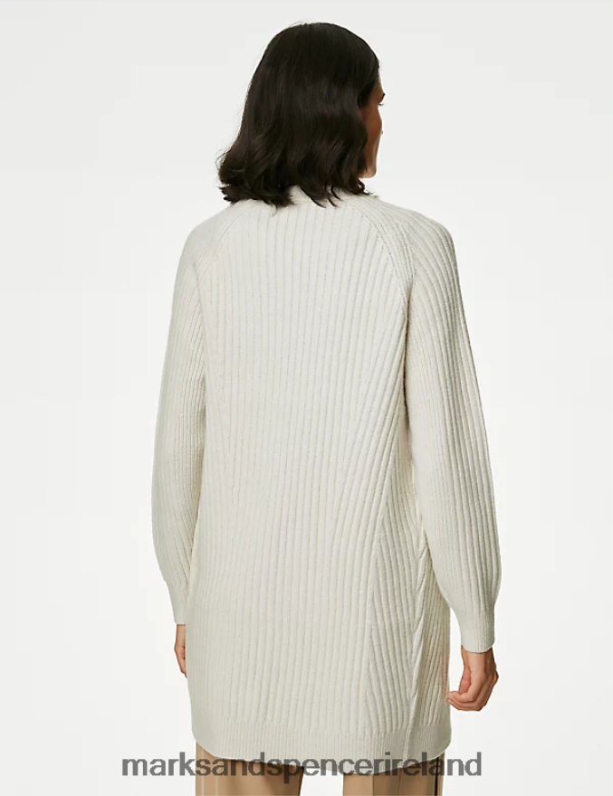 Marks & Spencer Women Ribbed Edge To Edge Longline Cardigan Light Natural Clothing 2VJ8DF362