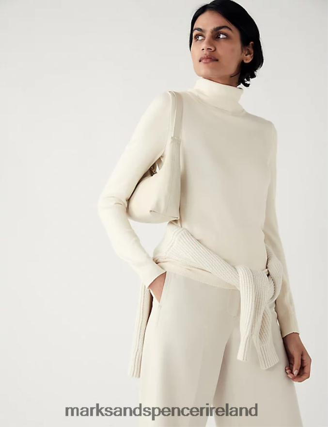 Marks & Spencer Women Roll Neck Jumper Ivory Clothing 2VJ8DF1349