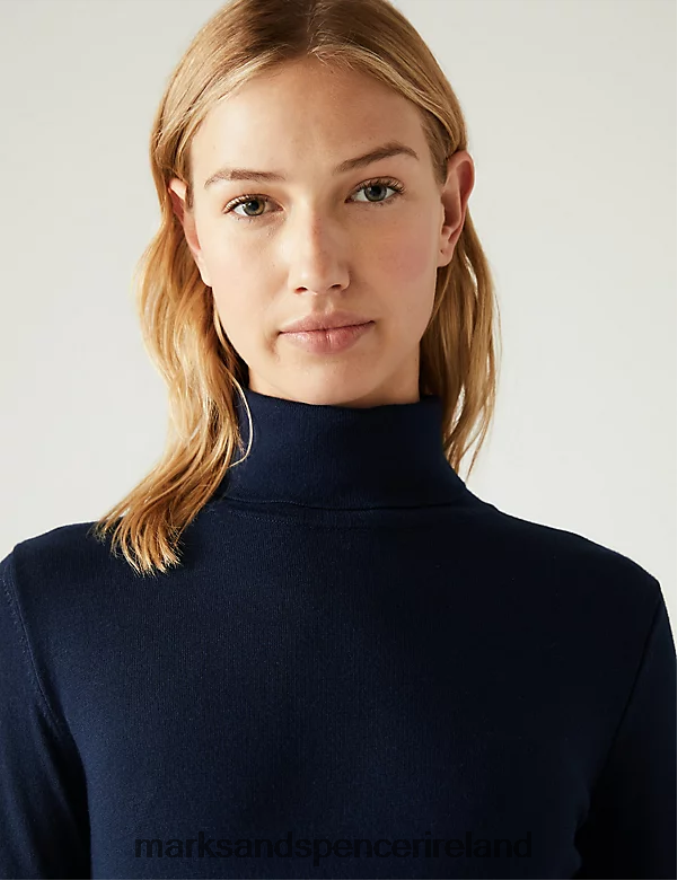 Marks & Spencer Women Roll Neck Jumper Navy Clothing 2VJ8DF975