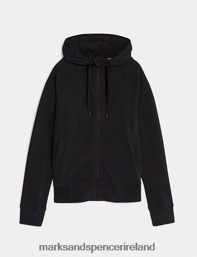 Marks & Spencer Women Cotton Rich Zip Up Hoodie Black Clothing 2VJ8DF3055