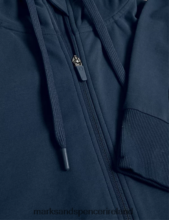 Marks & Spencer Women Cotton Rich Zip Up Hoodie Navy Clothing 2VJ8DF3341