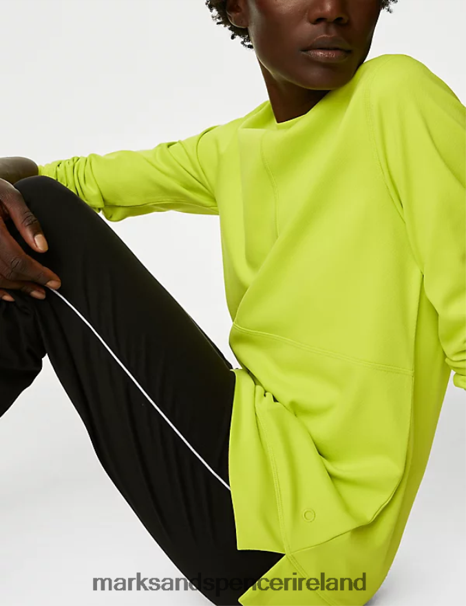 Marks & Spencer Women Crew Neck Relaxed Longline Sweatshirt Limeade Clothing 2VJ8DF534