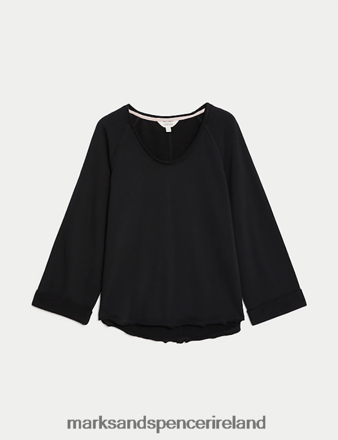 Marks & Spencer Women Pure Cotton Sweatshirt Black Clothing 2VJ8DF454