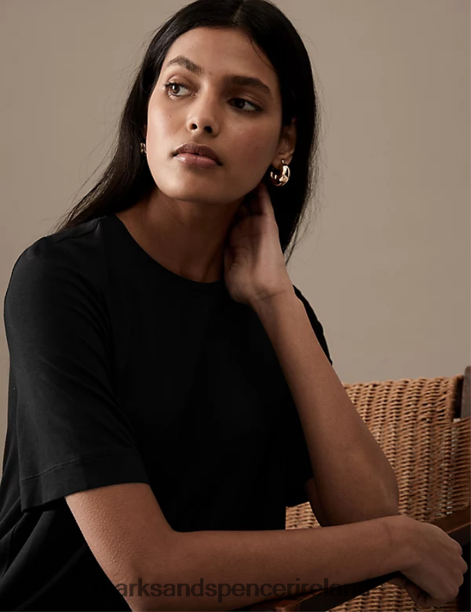 Marks & Spencer Women Jersey T-Shirt Black Clothing 2VJ8DF1869