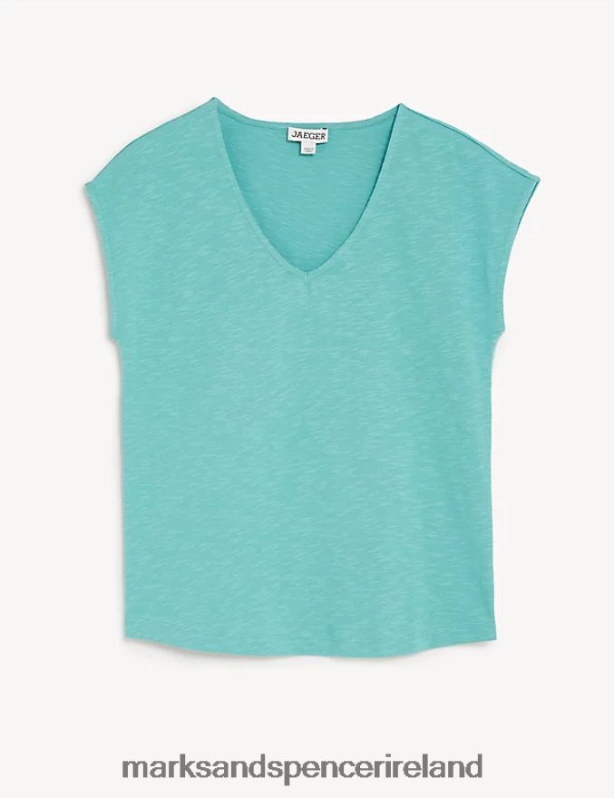 Marks & Spencer Women Jersey T-Shirt Turquoise Clothing 2VJ8DF2943