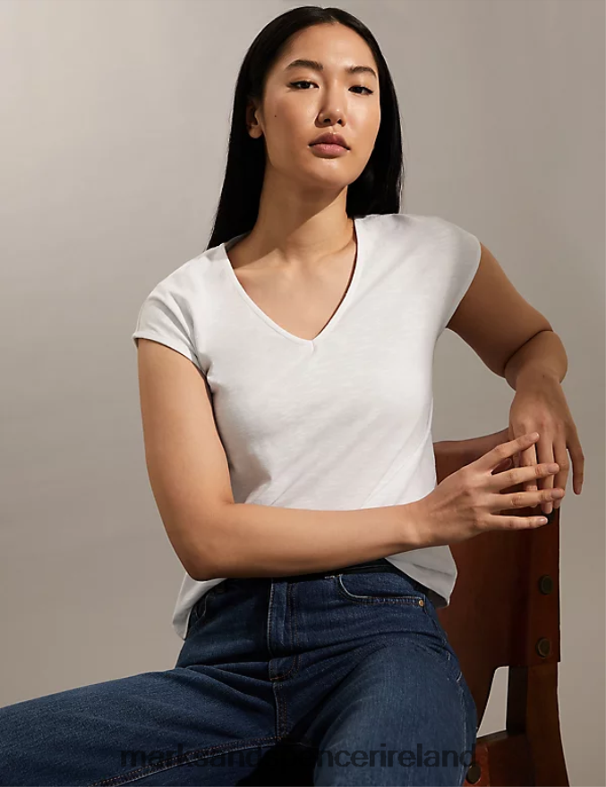 Marks & Spencer Women Jersey T-Shirt White Clothing 2VJ8DF3252