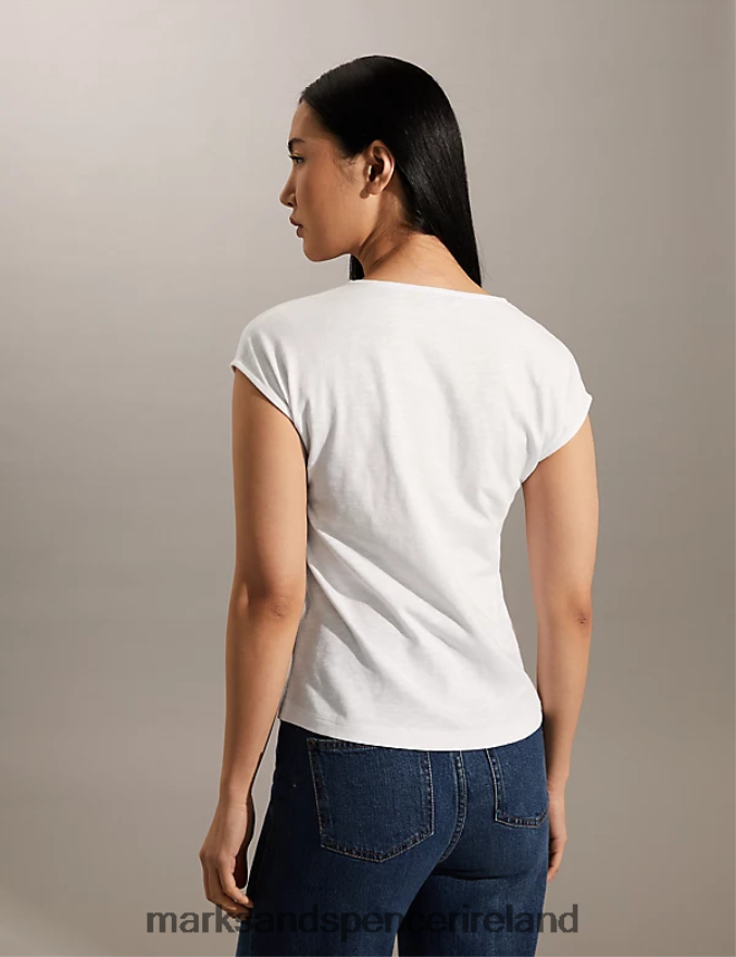 Marks & Spencer Women Jersey T-Shirt White Clothing 2VJ8DF3252