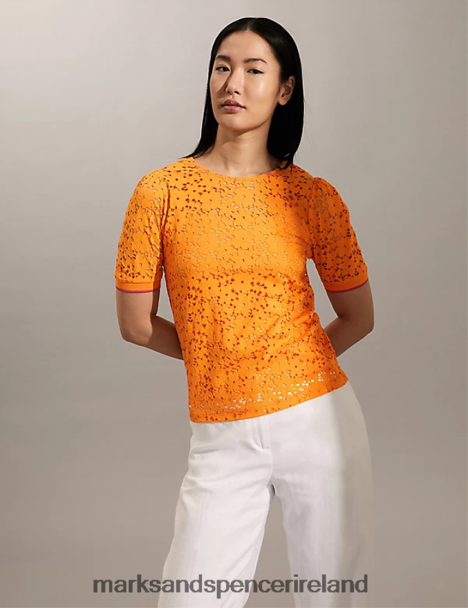 Marks & Spencer Women Lace T-Shirt Orange Clothing 2VJ8DF2622