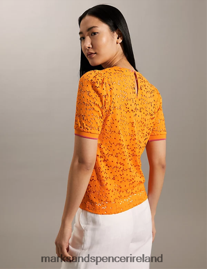 Marks & Spencer Women Lace T-Shirt Orange Clothing 2VJ8DF2622