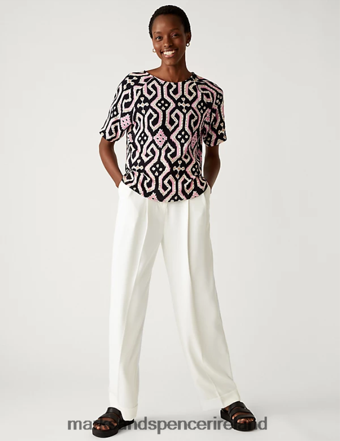 Marks & Spencer Women Printed Top Pink Mix Clothing 2VJ8DF1842