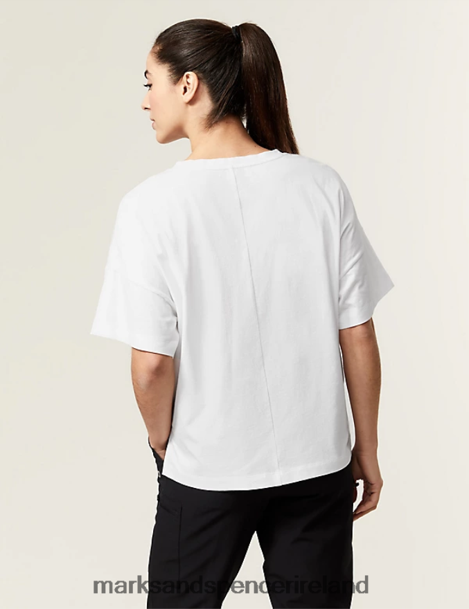 Marks & Spencer Women Pure Cotton Scoop Neck Oversized T-Shirt White Clothing 2VJ8DF815