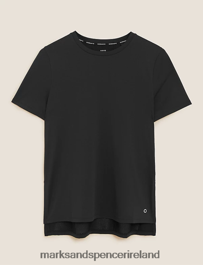 Marks & Spencer Women Scoop Neck Mesh Back T-Shirt Black Clothing 2VJ8DF1762