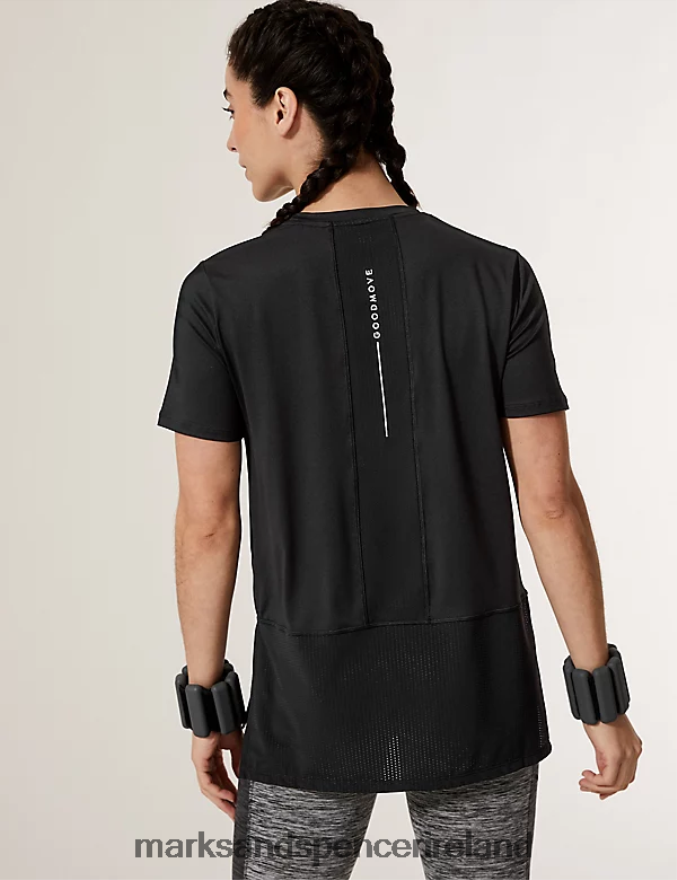 Marks & Spencer Women Scoop Neck Mesh Back T-Shirt Black Clothing 2VJ8DF1762