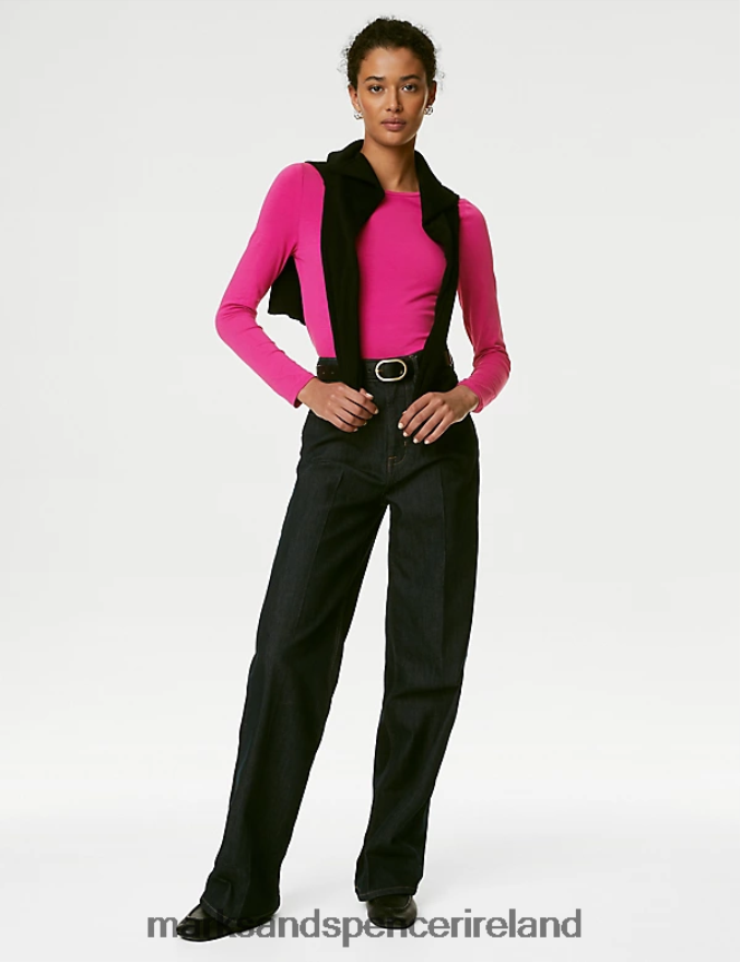 Marks & Spencer Women 2pk Cotton Rich Tops Pink Mix Clothing 2VJ8DF84