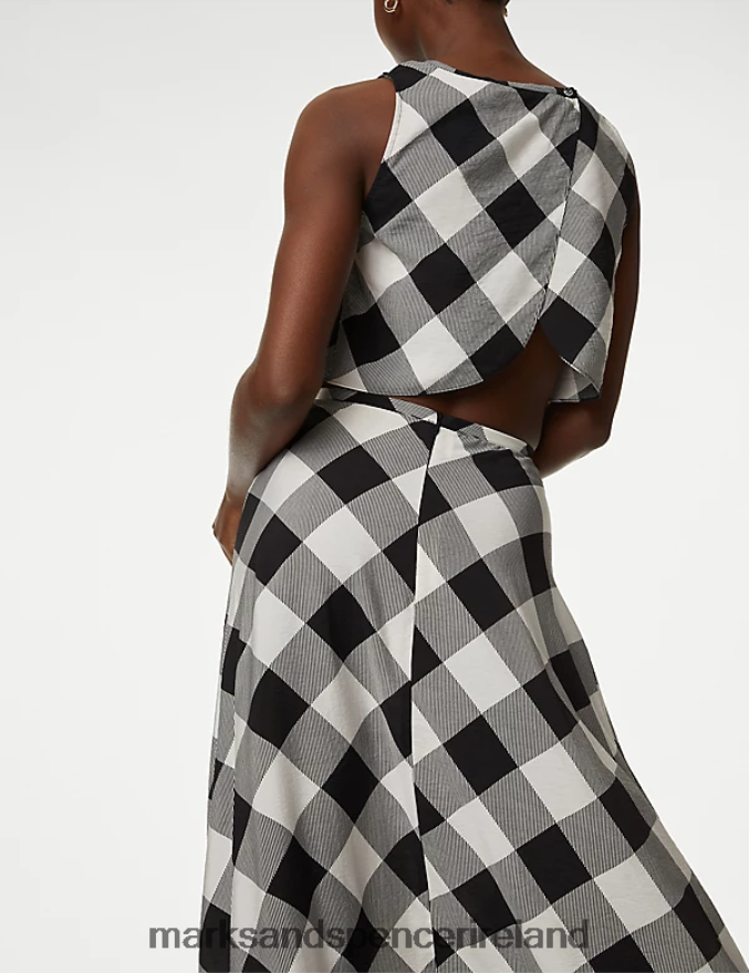 Marks & Spencer Women Checked Vest Black Mix Clothing 2VJ8DF1585