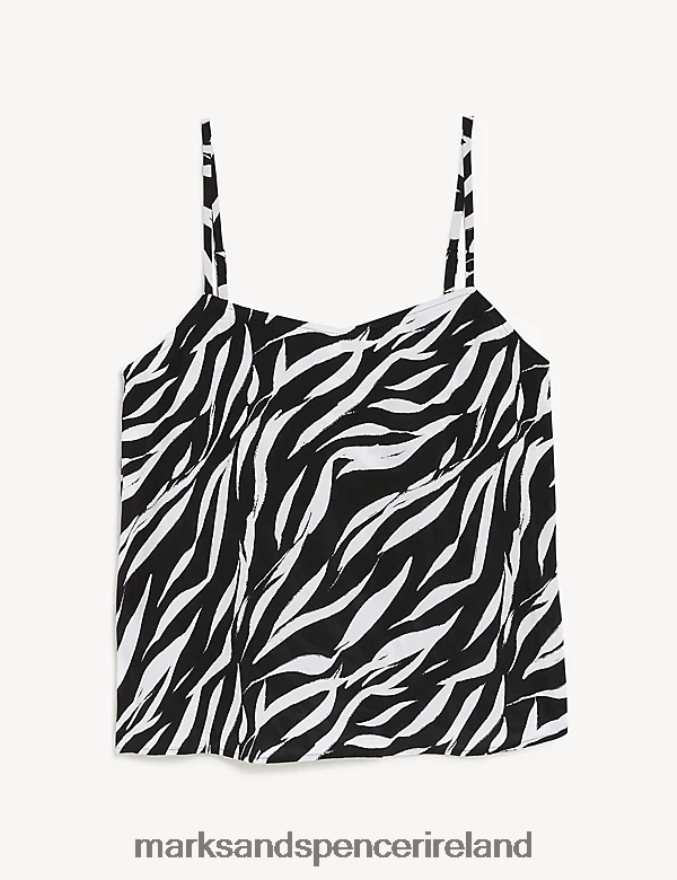 Marks & Spencer Women Cupro Rich Animal Print Cami Top Black Mix Clothing 2VJ8DF2979
