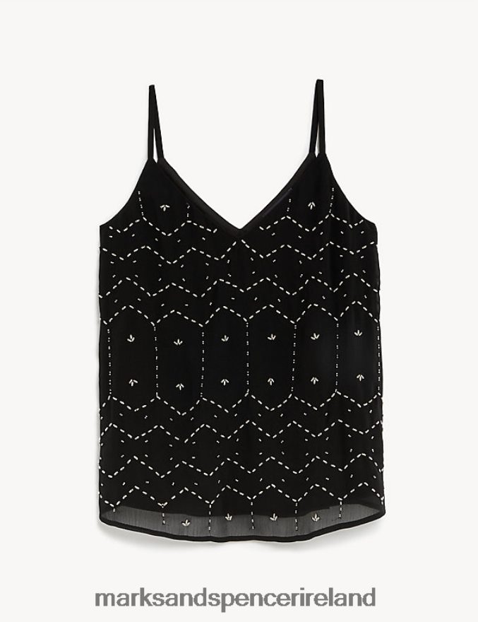 Marks & Spencer Women Embellished Cami Top Black Clothing 2VJ8DF2213