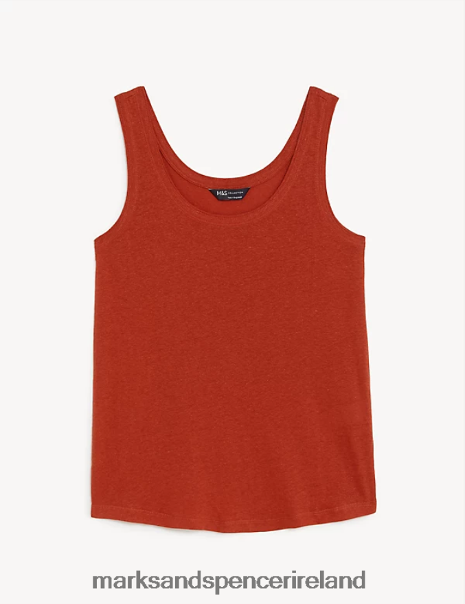 Marks & Spencer Women Linen Rich Vest Copper Clothing 2VJ8DF3083